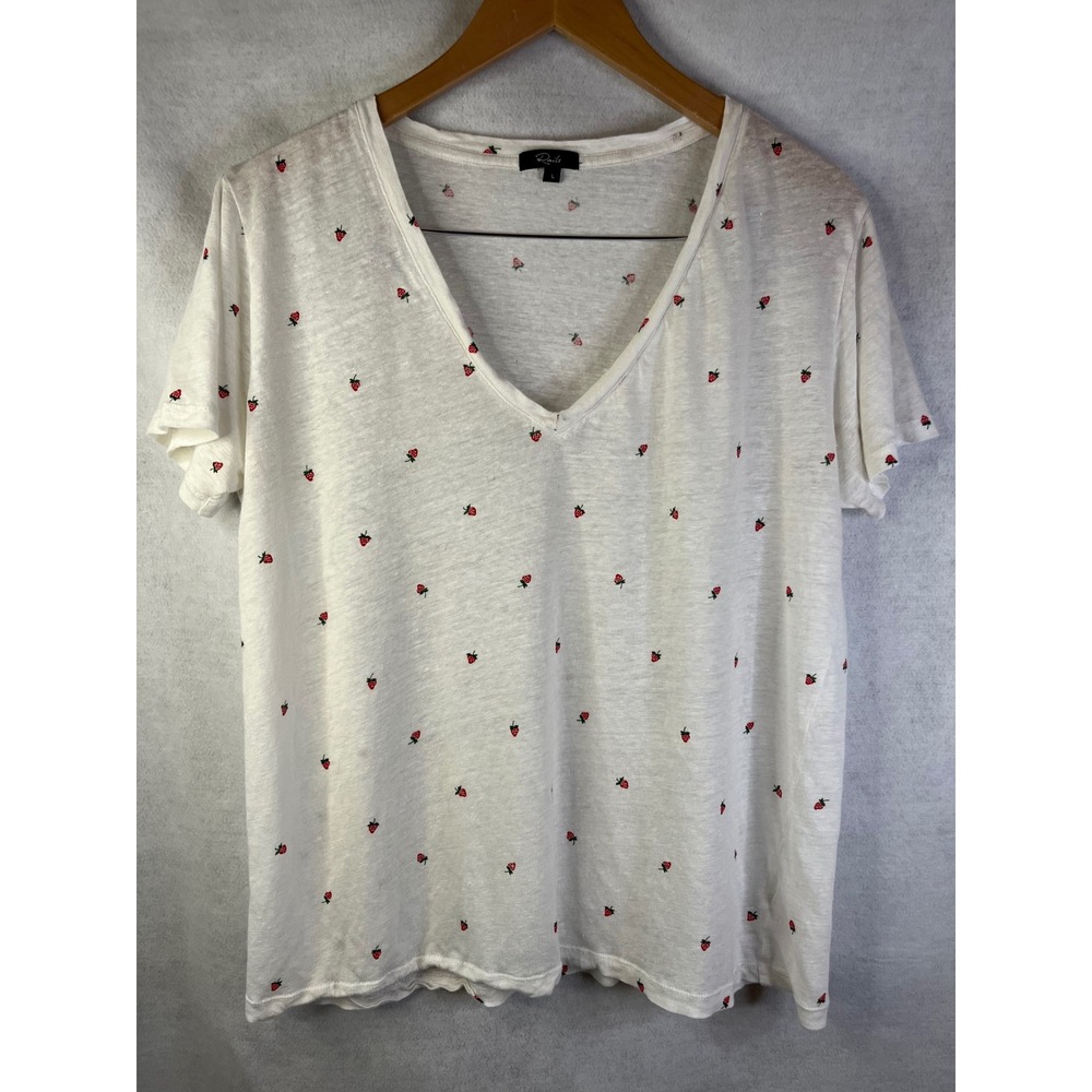 Rails‎ Strawberry Fields Cara Linen Blend V-Neck T-Shirt Large